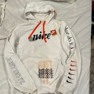 White x Orange Unique Nike Sweatshirt
